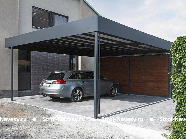 Навес для 2 машин односкатный «хай-тек» Навес для 2 машин односкатный «хай-тек»
