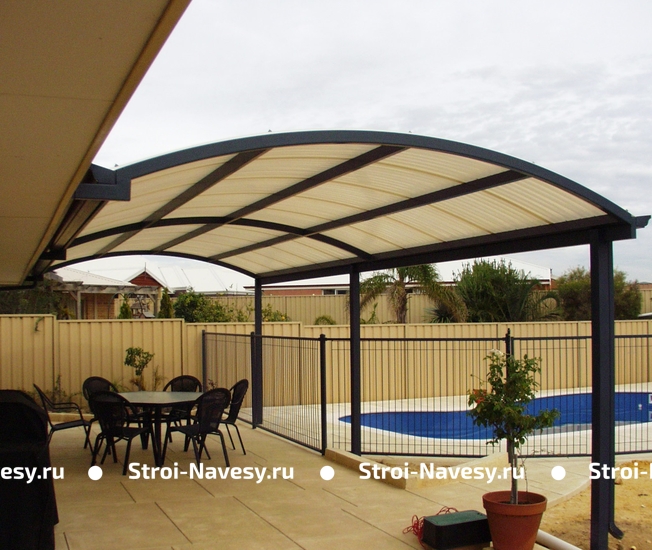 Крыша навес для террасы из поликарбоната