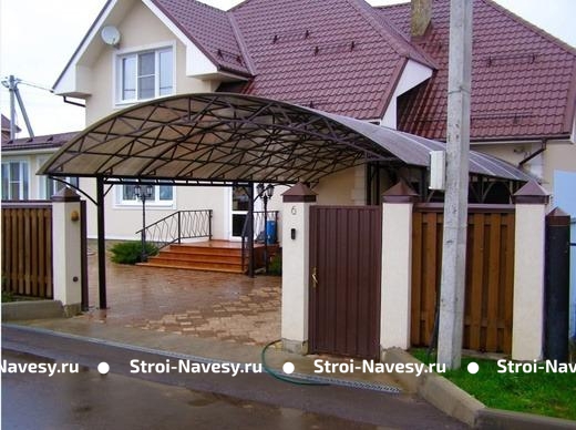 Навес для машин из поликарбоната арочный