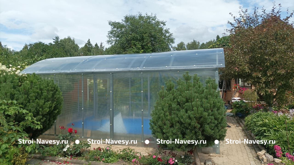 Навес из поликарбоната арочный для бассейна на дачу