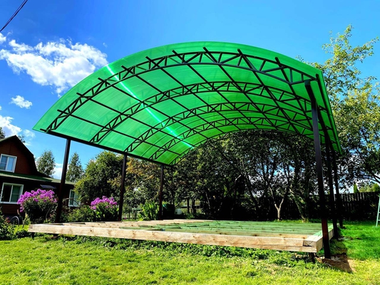 Навес из поликарбоната арочный зеленый для авто