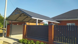 Навес с металлочерепицей двускатный для авто