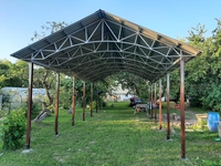 Навес из профлиста двускатный для участка с автомобилем