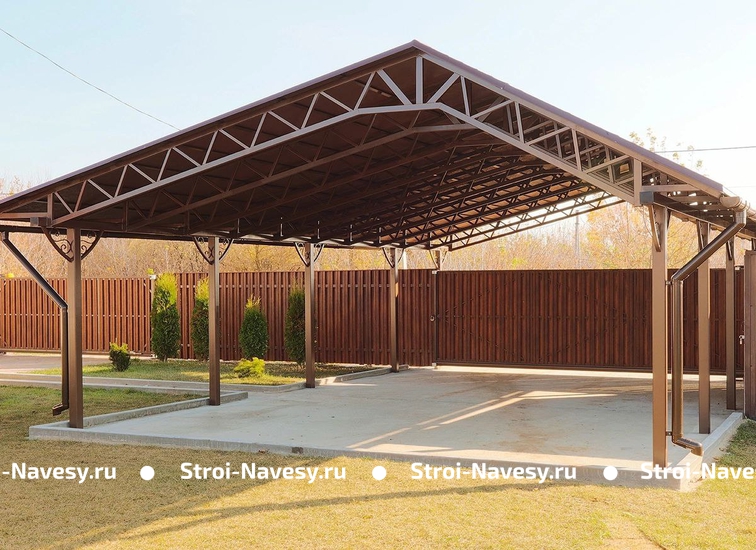 Навес из профлиста для авто двускатный Навес из профлиста для авто двускатный