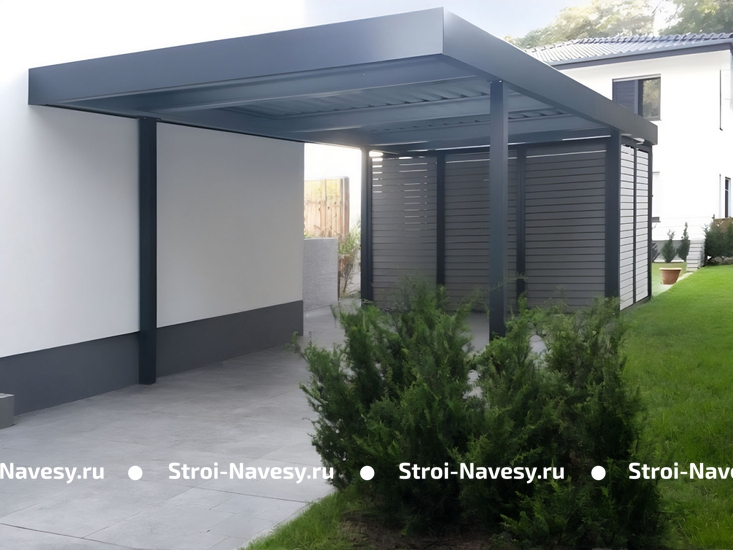 Навес из профлиста high-tech односкатный для авто Навес из профлиста high-tech односкатный для авто