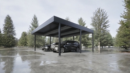 Навес для двух машин из черного профлиста односкатный high-tech