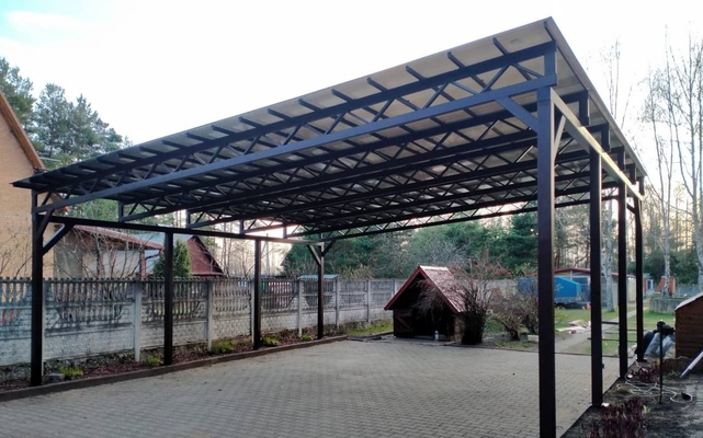 Навес для авто из поликарбоната односкатный