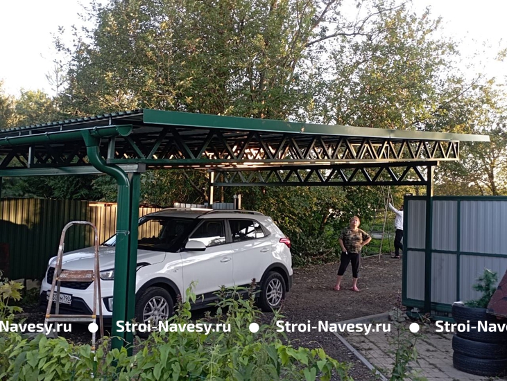 Навес из профлиста односкатный для автомобиля Навес из профлиста односкатный для автомобиля