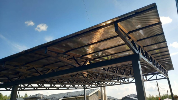 Навес из поликарбоната односкатный для автомобиля Навес из поликарбоната односкатный для автомобиля