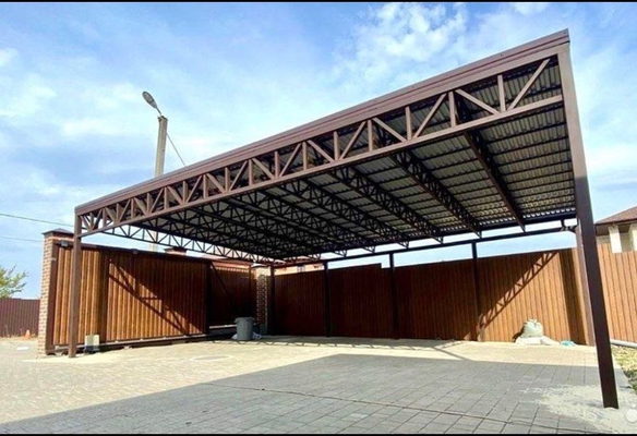 Навес для авто из профлиста односкатный для дачи Навес для авто из профлиста односкатный для дачи