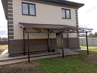 Навес из металлочерепицы односкатный пристрой к дому