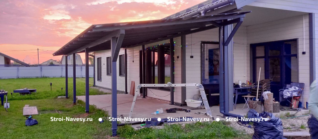 Навес из поликарбоната односкатный пристройка к дому Навес из поликарбоната односкатный пристройка к дому