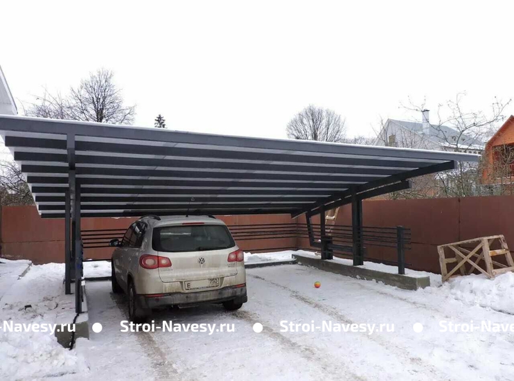 Навес из поликарбоната односкатный для 2х авто Навес из поликарбоната односкатный для 2х авто