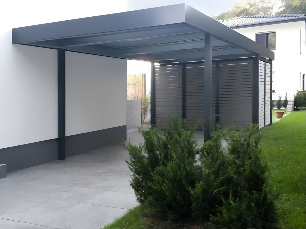 Полузакрытый навес с крышей из поликарбоната Арочный автонавес двойной с поликарбонатом